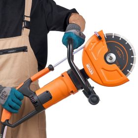 VEVOR Electric Concrete Saw, 9 in, 1800 W Motor Circular Saw Cutter with 3.5 in Cutting Depth, Wet/Dry Disk Saw Cutter Includes Water Line