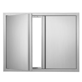 VEVOR BBQ Access Door, 31W x 24H Inch Double Outdoor Kitchen Door, Stainless Steel Flush Mount Door, Wall Vertical Door with Recessed Handles