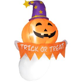 3.4ft Inflatable Halloween Window Sticker Ghost with Orange Face, Blow Up LED  Display for Garden Indoor Outdoor (Option: Orange-160x160x120 mm)